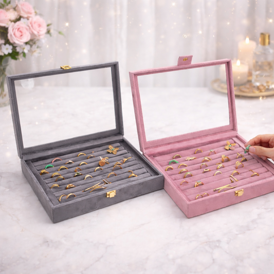 Premium Velvet Ring & Earings Organizer Box